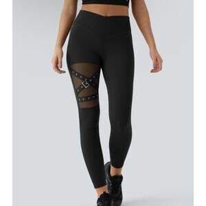 Halara size large black leggings crisscross buckle